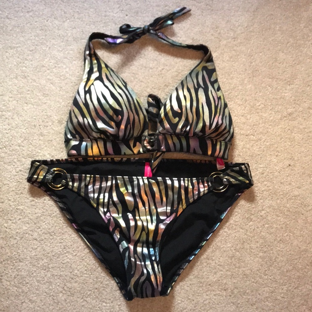 Rainbow zebra bikini